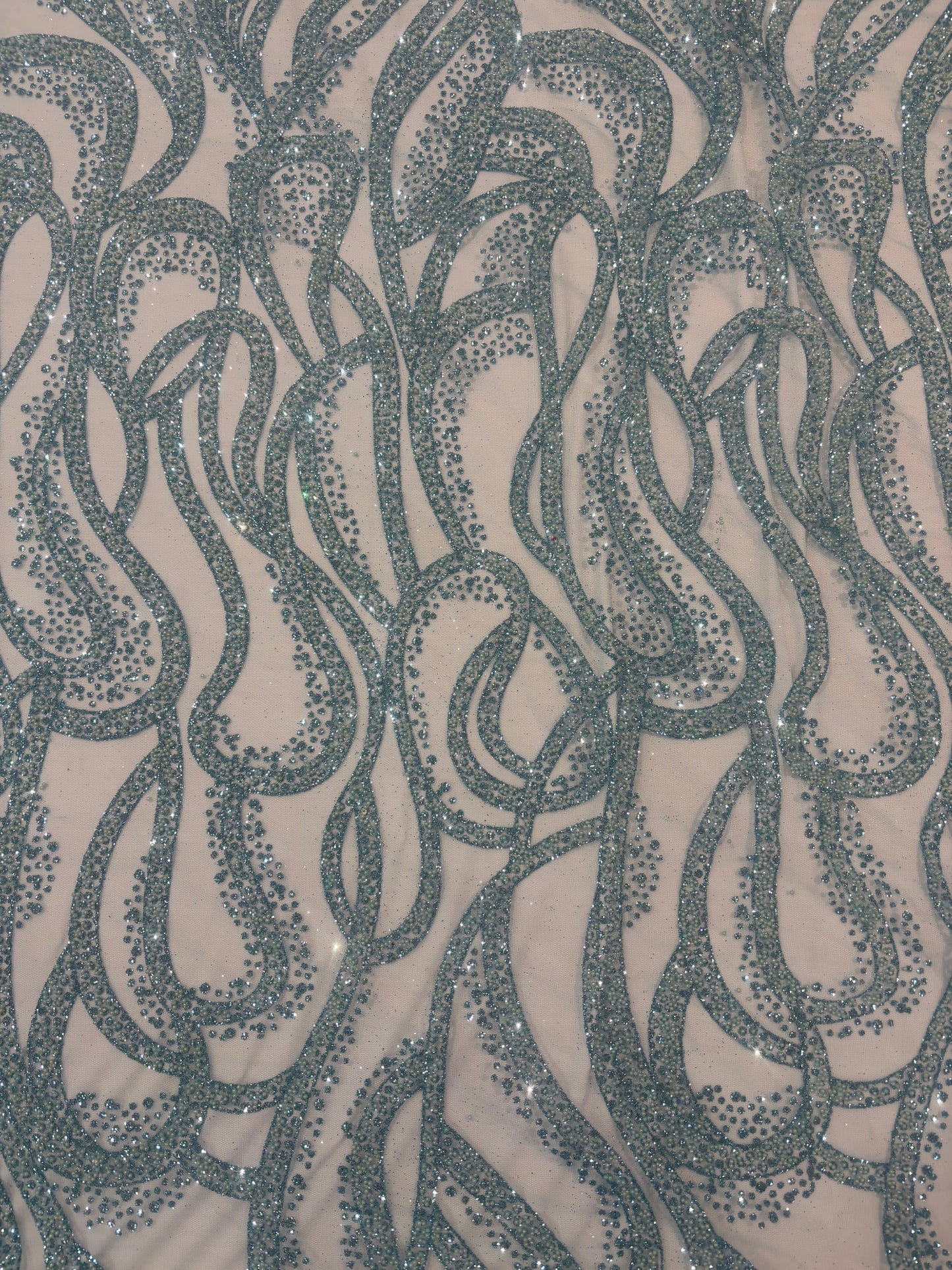 Turquoise swirl glitter mesh